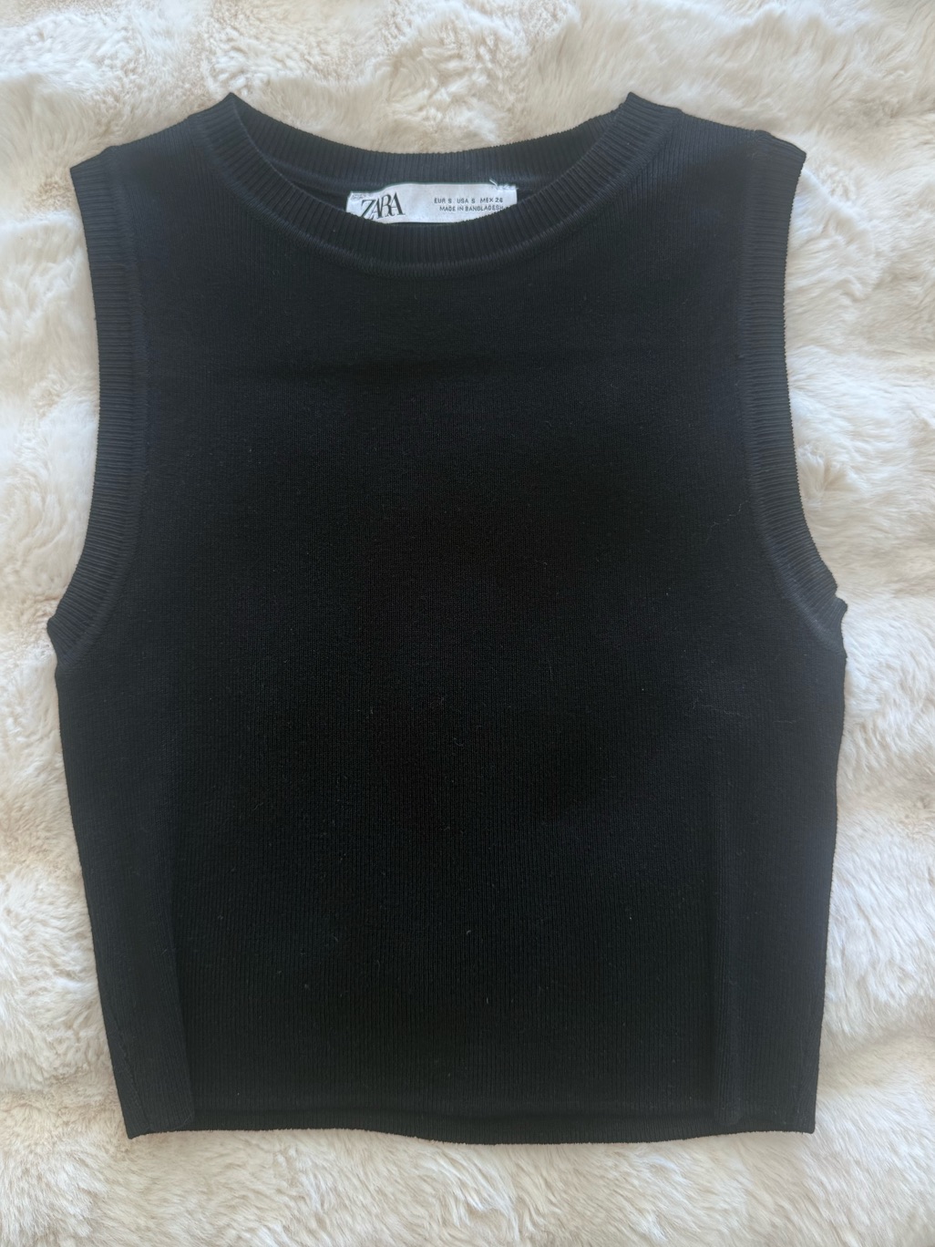 Zara Black Ribbed Crewneck Tank